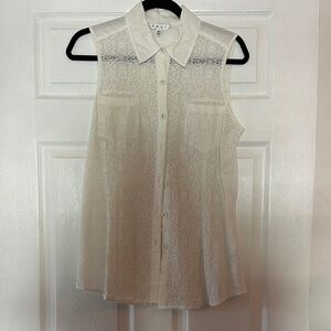 Cabi #725 Cream Sleeveless Lace Top